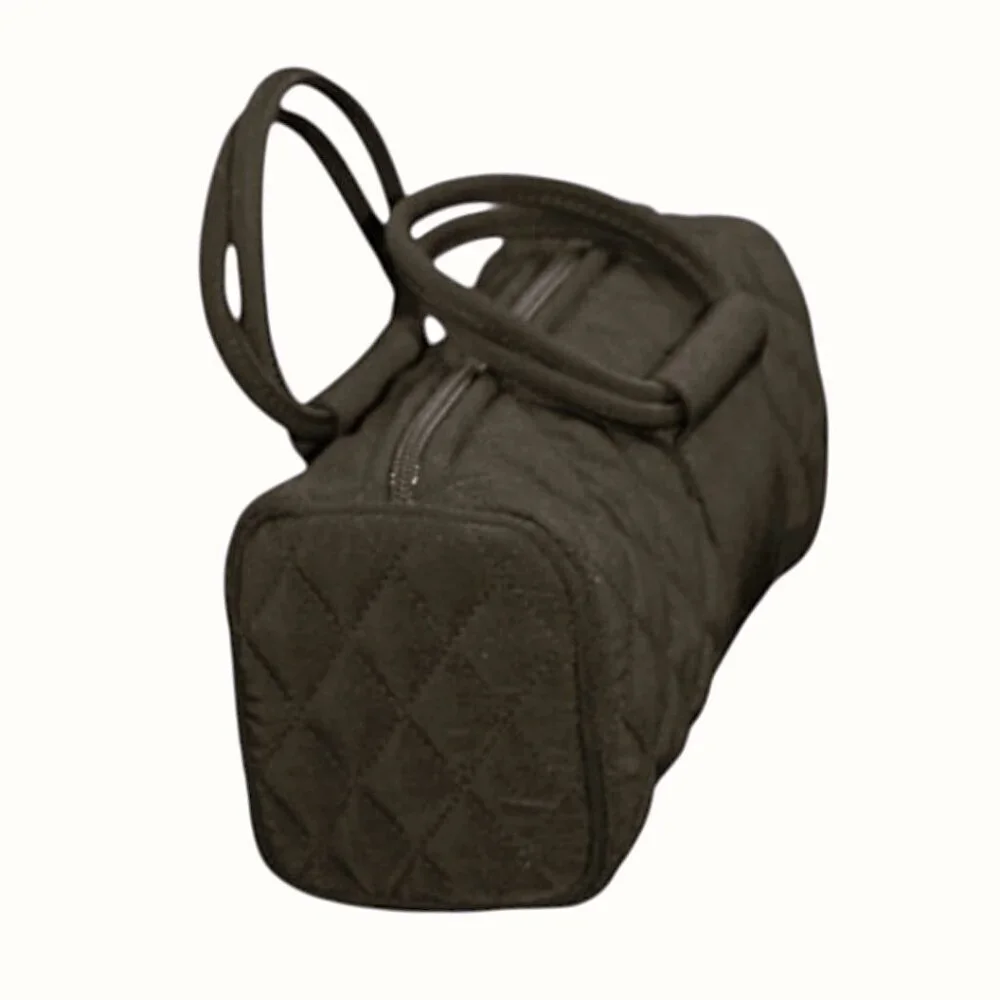 Vera Bradley Mini Classic Black Quilted Barrel Satchel